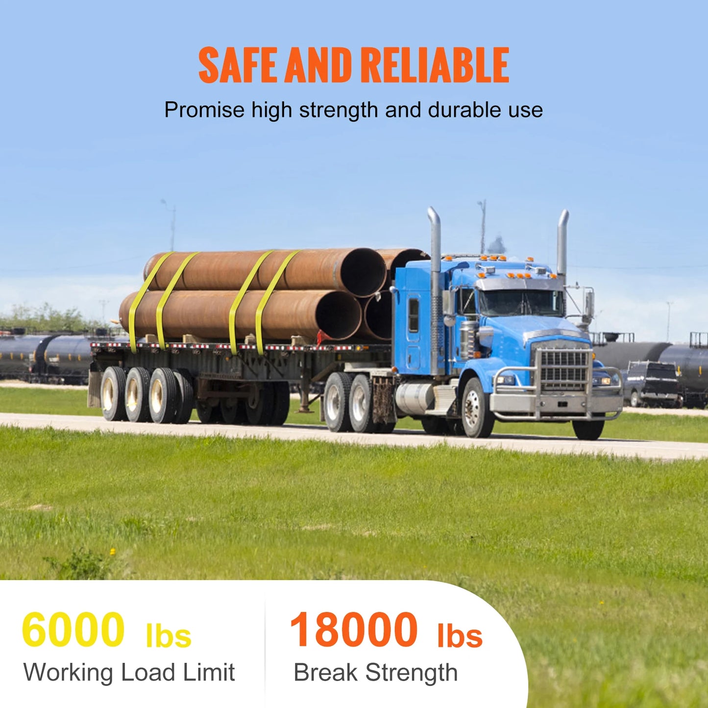 SucceBuy 10Pack Winch Straps Truck Straps with Flat Hook Flatbed Tie Downs Cargo Control for Trailers Farms Rescues Tree Saver