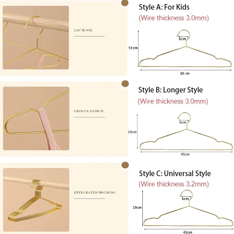 10PCS Stainless Steel Coat Hangers,Household Soild Metal Clothes Hanger for Adults Children Pet,Non-slip  Closet Organizer Rack