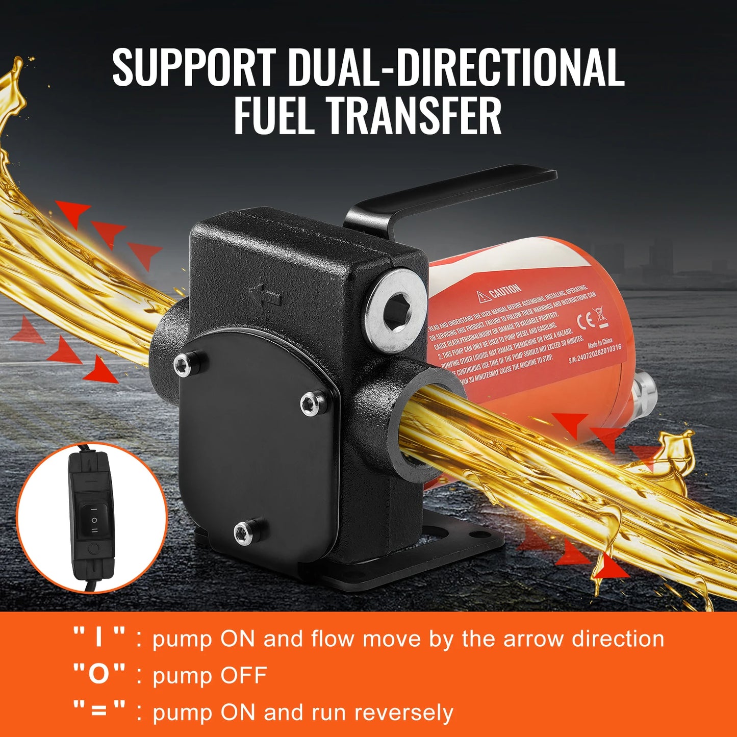SucceBuy Fuel Transfer Pump 12V DC Portable/Gear-Type Electric Diesel Transfer Pump for Diesel Gasoline Kerosene Methanol Blends