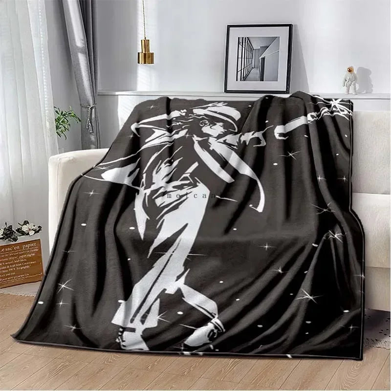 Pop Music Michael J-Jackson Printed Flannel Blanket , Warm  Soft Cozy Blanket Flannel  Livingroom  Home Decor Birthday Gift