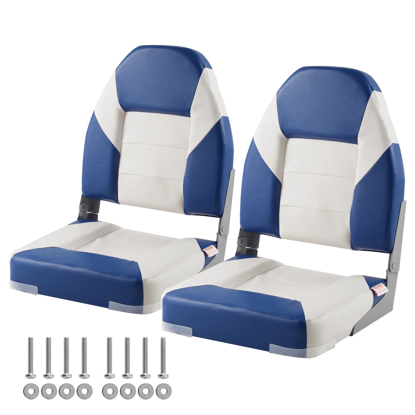 SucceBuy 21.85" High Back Boat Seat Folding Boat Chair with Thickened Sponge Padding Fold-Down Boat Captain Chairs 2-Pack