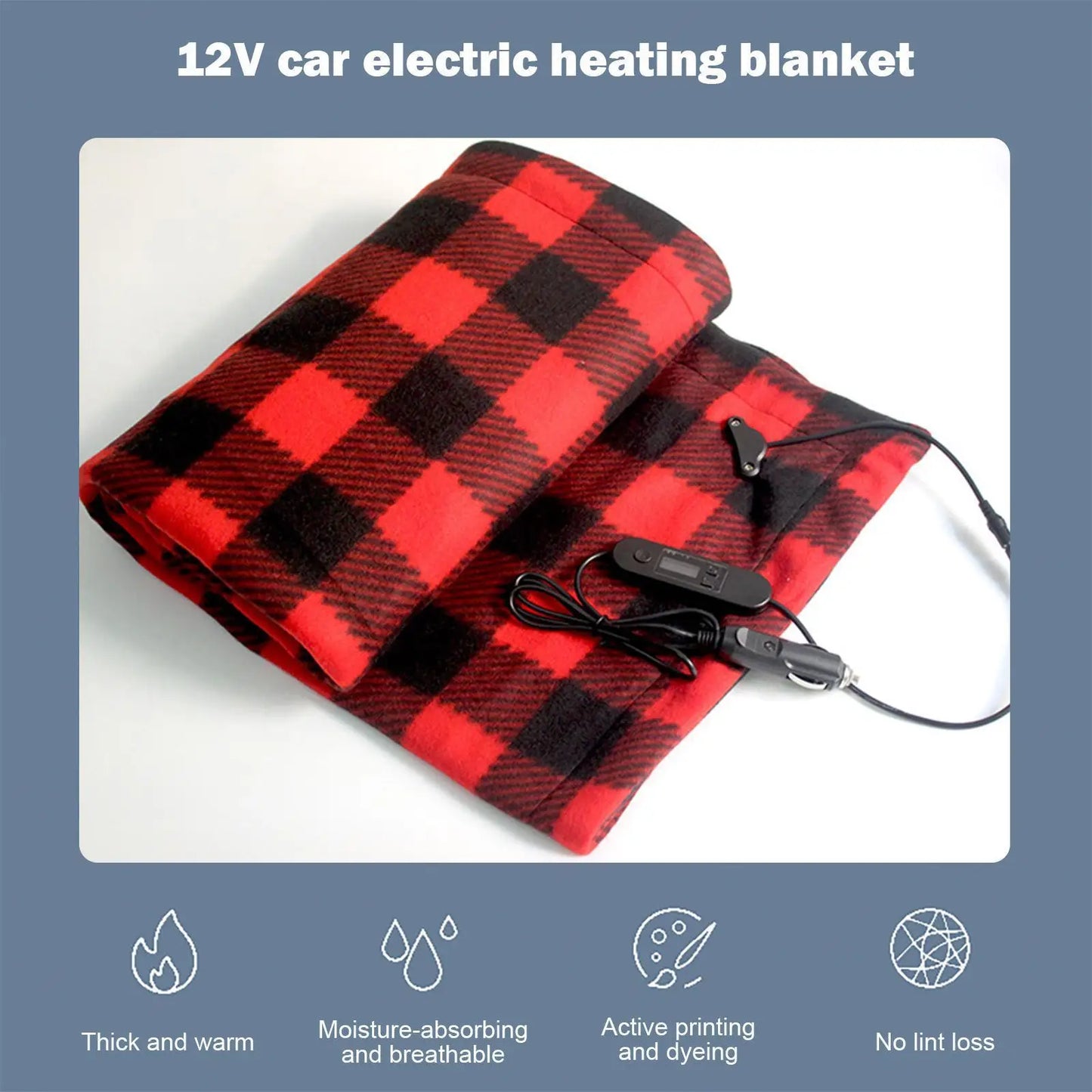 Constant Temperature Heating Blanket 12V Heated Safety Timer Car Heating Pad Fleece Car Heating Blanket for RV Caravan Camper