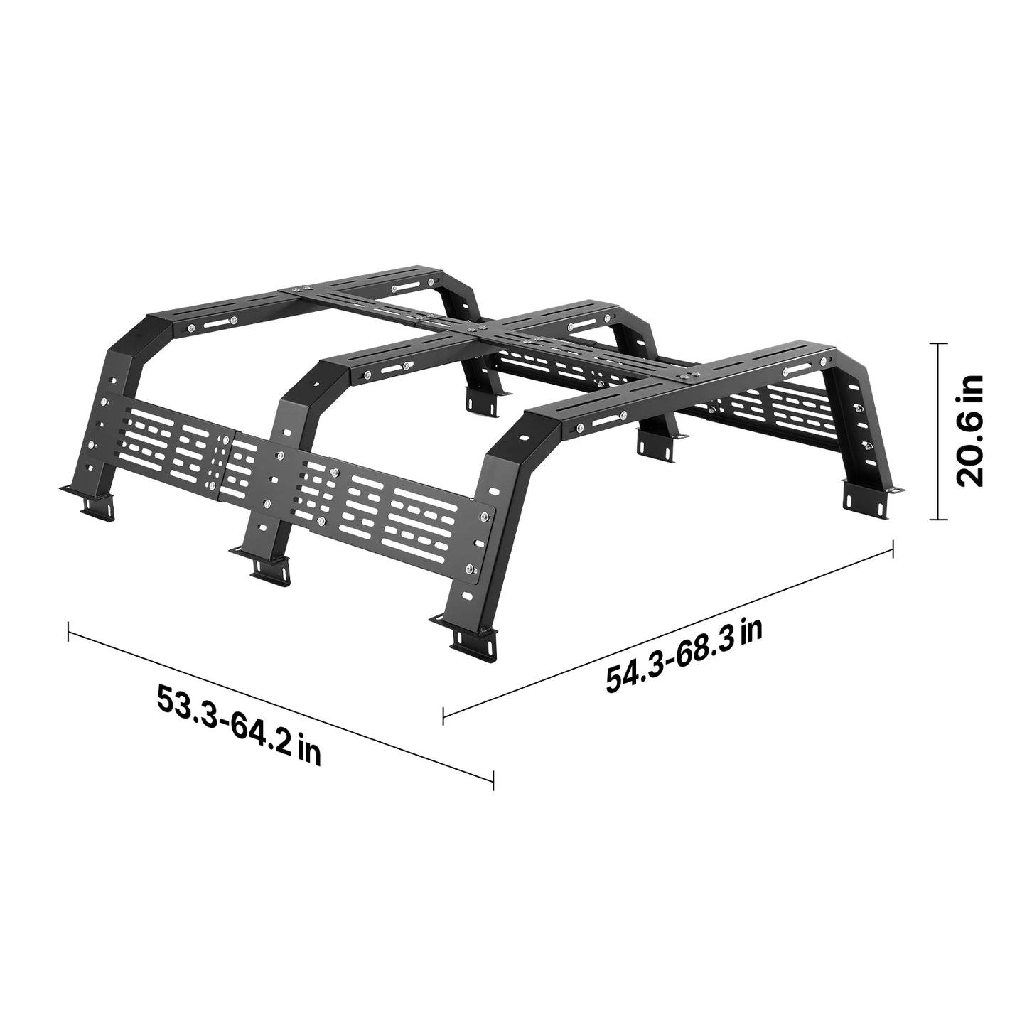 SucceBuy Overland Truck Bed Rack 49.2-67.9 in Width  Rack w/ Sidebar 900 lbs Static Capacity Duty Steel  w/Tacoma/Gladiator JT