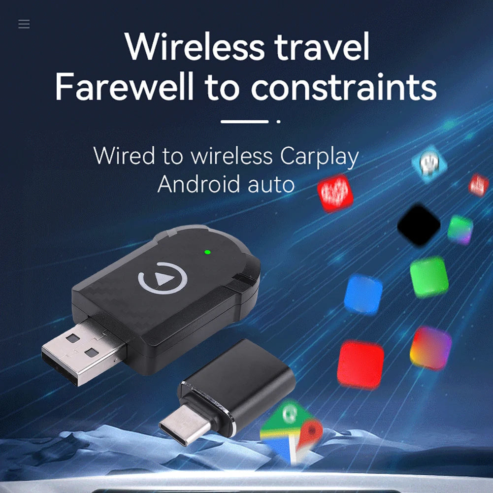 Wired To Wireless Carplay & Android Auto Mini Adapter USB Plug and Play Auto Connect for Factory Wired Carplay Android Auto Cars