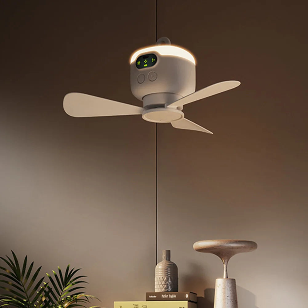 Portable Wireless Ceiling Fan Light Rechargeable Tent Fan with Remote Control Outdoor Fan for Outdoor Camping