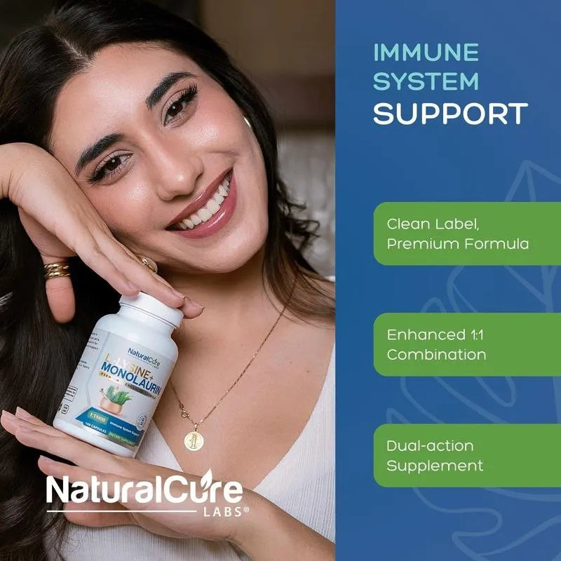 L-Lysine + Monolaurin Capsules – 1:1 Ratio Immune & Digestive Support, Boosts Metabolism and Energy Production, Skin Support