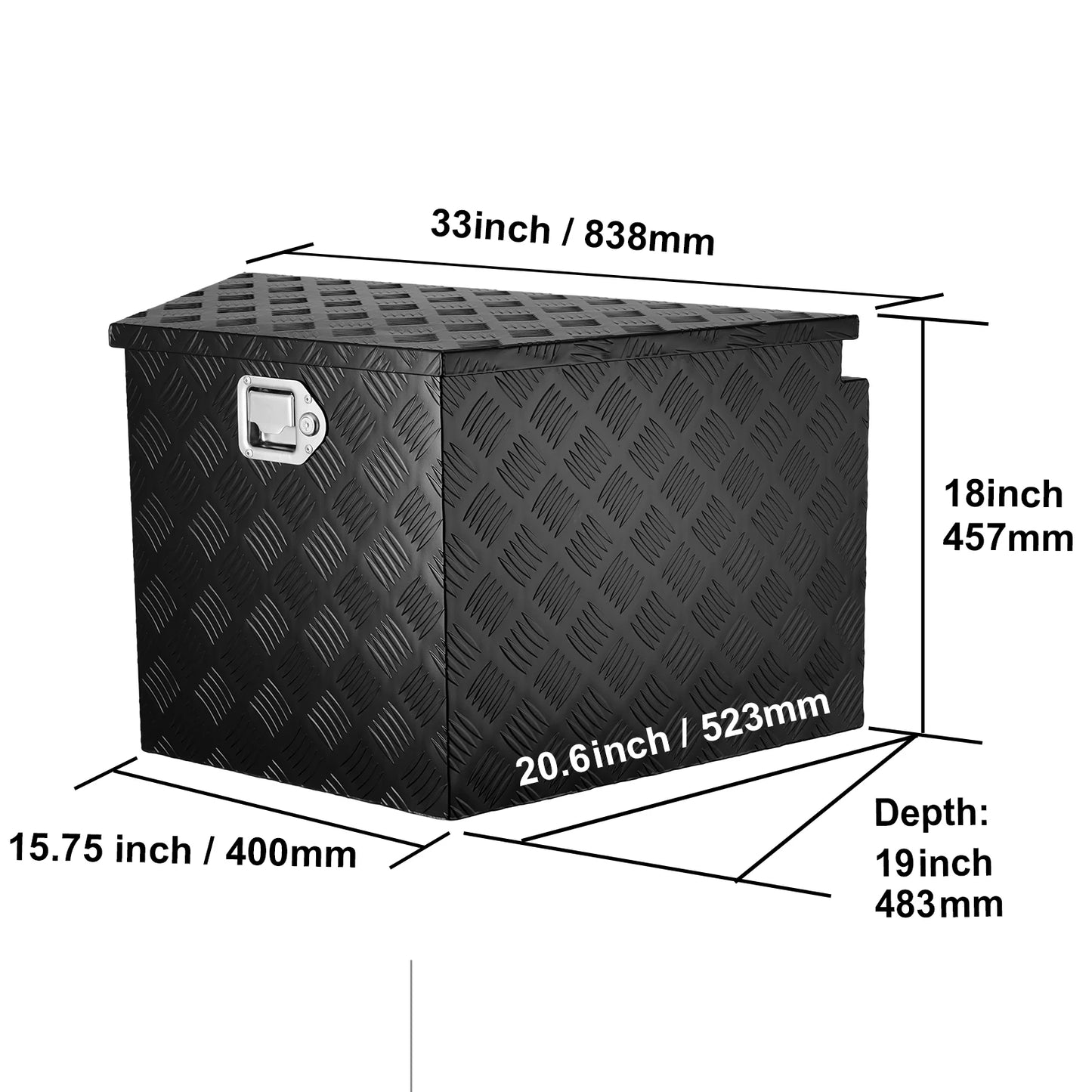 SucceBuy Trailer Tongue Box Aluminum Alloy Box Tool Chest Heavy Duty Trailer Box Utility Trailer Tongue Box for Pickup Truck