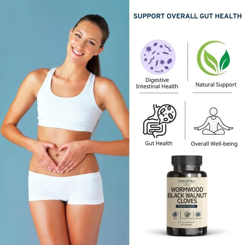 Wormwood Black Walnut Clove - Colon Cleanse & Detox Constipation Relief, Sweet Wormwood, Cloves