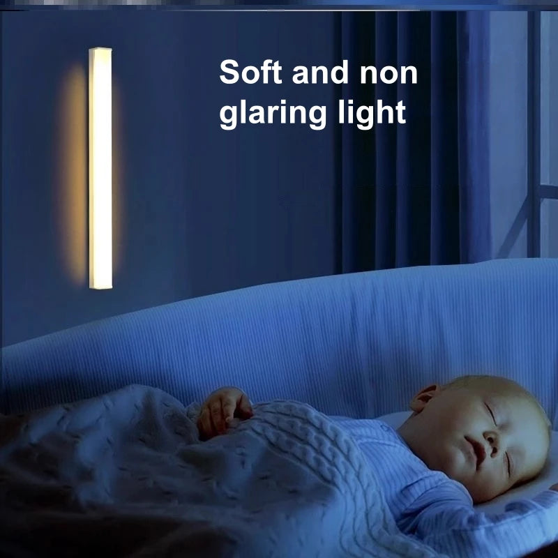 Wireless Motion Sensor Lamp LED Night Light USB Type C Rechargeable Cabinet Lamp for Kitchen Bedroom Wardrobe Staircase Lighting