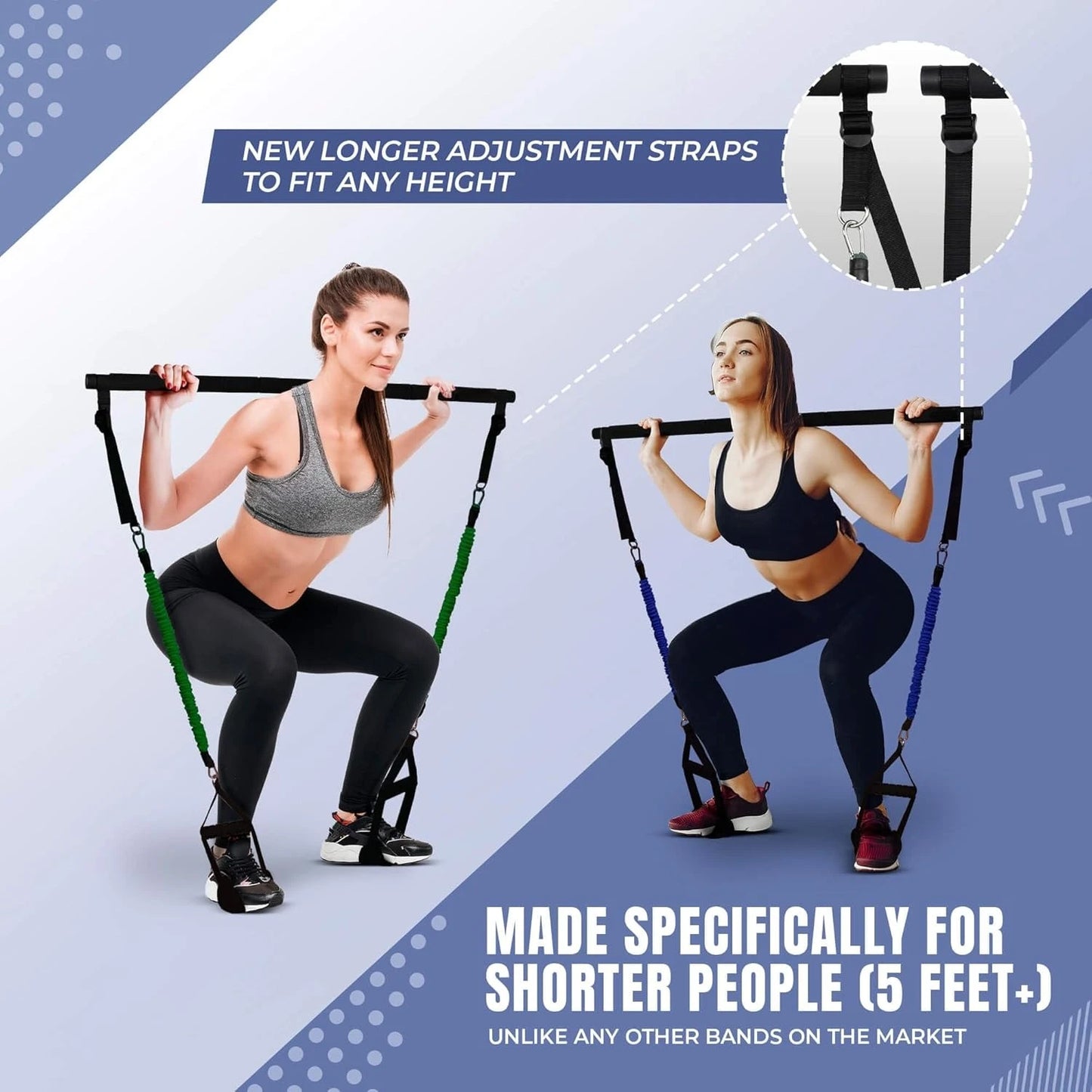 Water Pilates Starter Kit for Petite Women with Pilates Bar, Resistance Bands, Home Gym Equipment & Full Body Workout Chart
