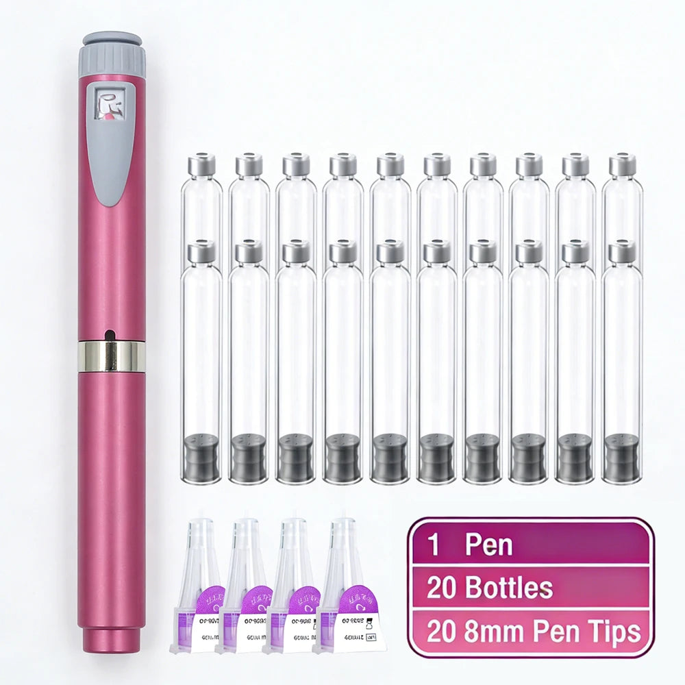 Multi-use Precise Dosing Reusable Injection Pen Set 3ml Empty Cassette Bottle Cartridges 4/6/8mm Disposable Pen Tip for Insulin