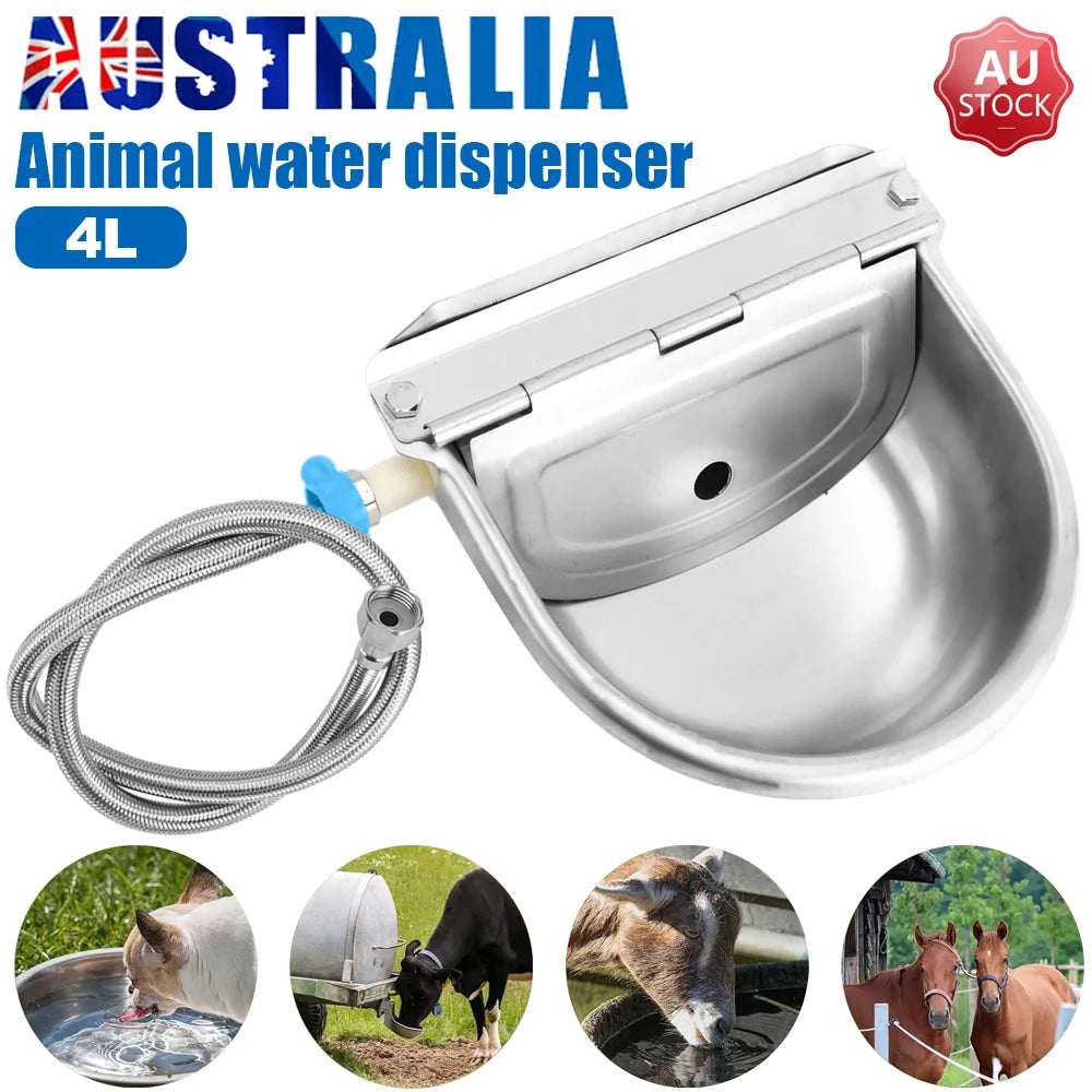 Stainless Pipe Water Trough Bowl Auto Drinking For Dog Horse Chicken Auto Fill