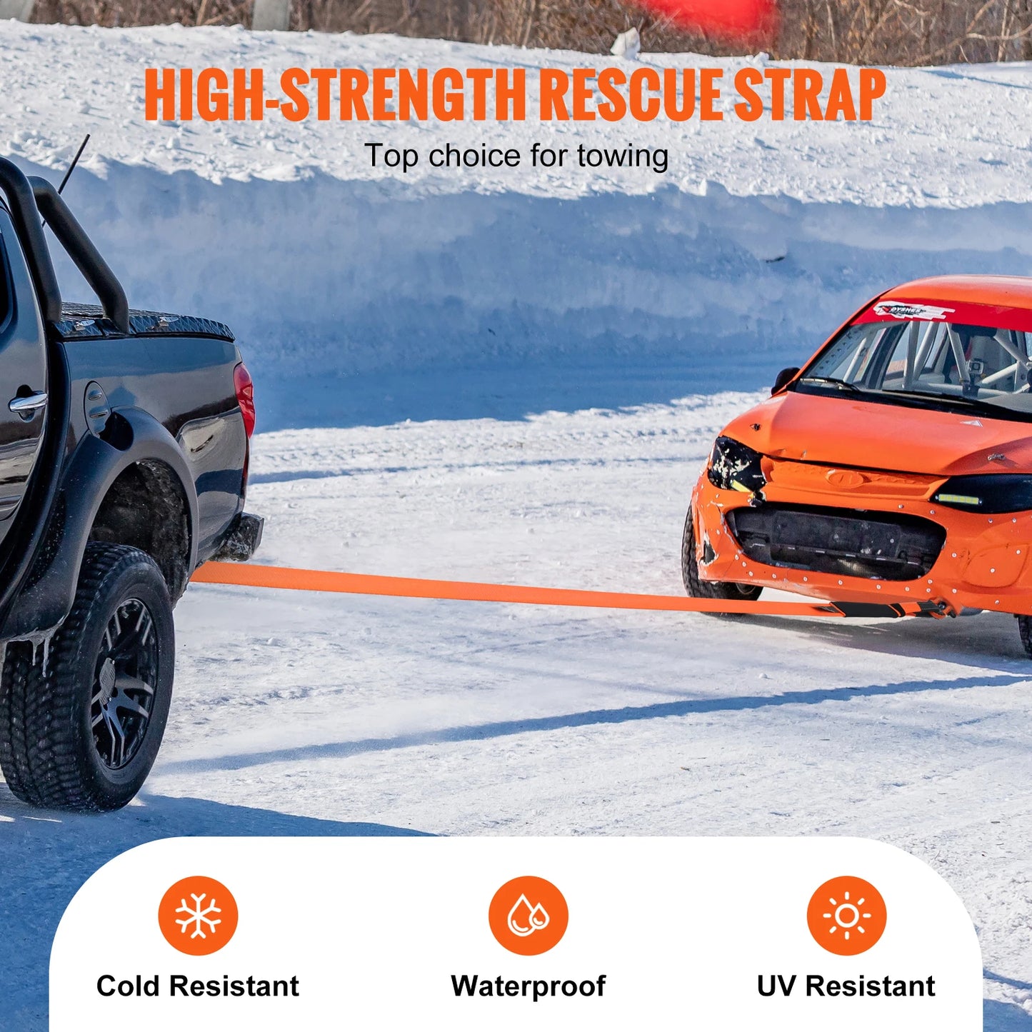 SucceBuy 30ft Car Tow Cable Trailer Towing Pull Rope 3in Winch Line Extension Strap for Van Road Recovery Car Accessories