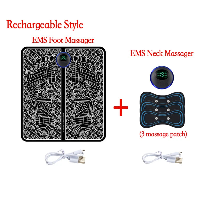 Remote Controller Rechargeable EMS Foot Massager Pad, Portable Electric EMS Muscle Stimulation Massage Mat Relief Pain Relax