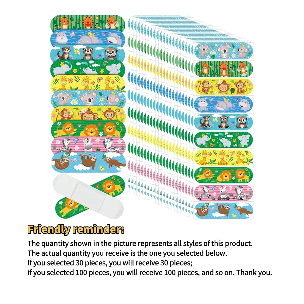 Hot 30/50/100 Pcs Kids Bandages Cute Cartoon Children's Adhesive Waterproof Breathable Band Aid Stickers Protection Girls Boys