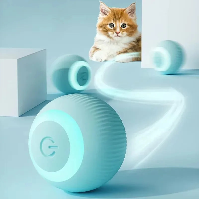 USB Rechargeable Smart Cat Ball Toy Automatic Obstacle Avoid Rolling LED Light Interactive Kitten Self Play Pet Toys