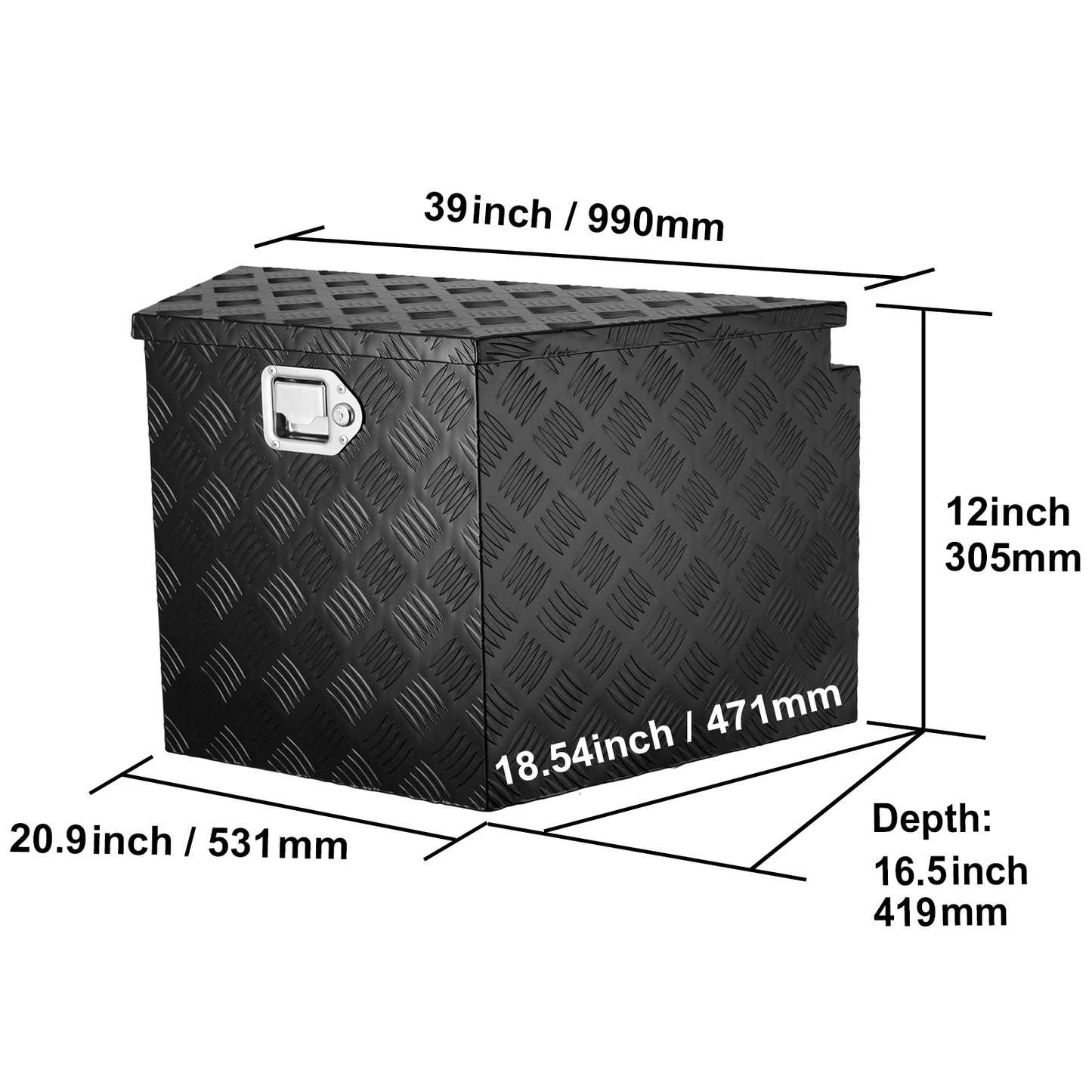 SucceBuy Trailer Tongue Box Aluminum Alloy Box Tool Chest Heavy Duty Trailer Box Utility Trailer Tongue Box for Pickup Truck