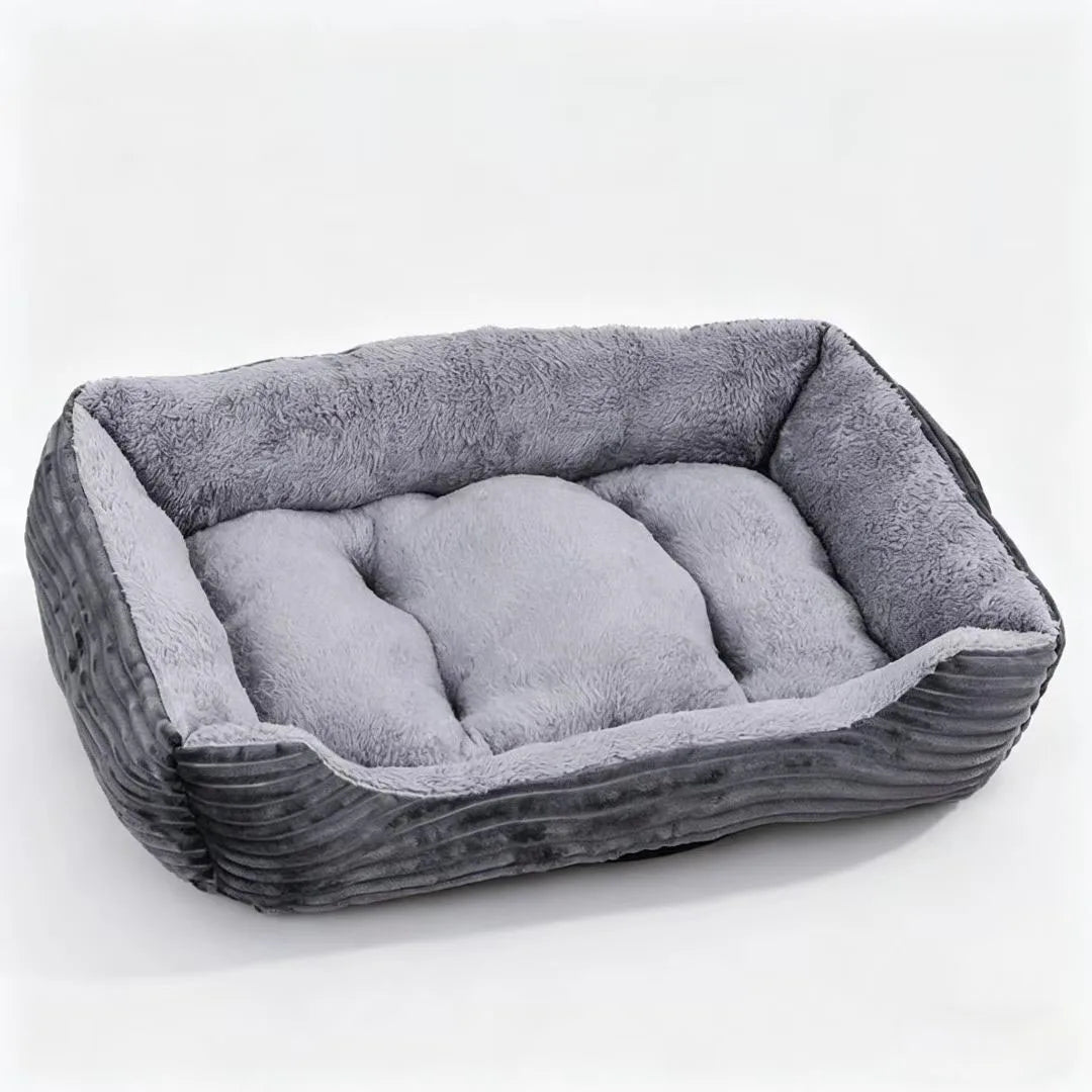 Soft Plush Rectangular Dog Bed, Anti-Slip Warm Pet Sofa for Cats & Small Dogs, Corduroy Nest Cushion