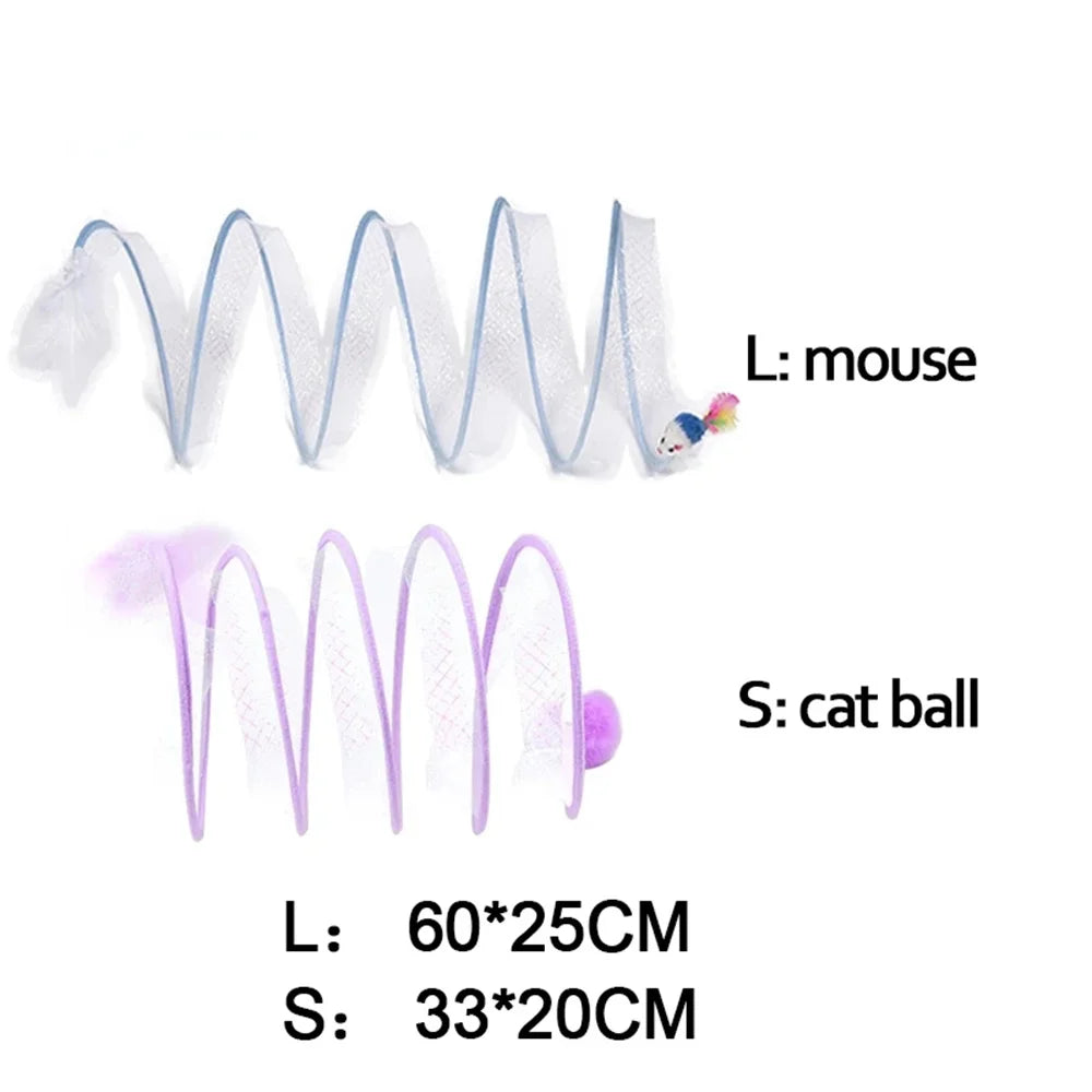 3PCS Cat Tunnel Collapsible Toy Feather Funny Exercise Indoor Ball Mouse Feather Toy