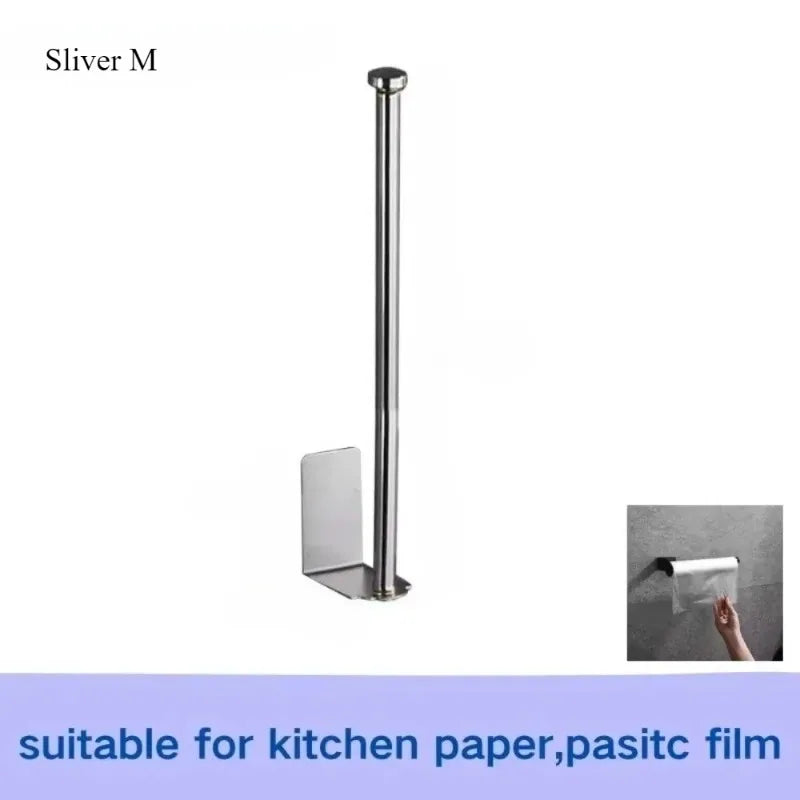 2026 Paper Towel Holder Under Cabinet Wall Mount Punch-free Stainless Steel Kitchen Organizer Silver Black Storage Holder