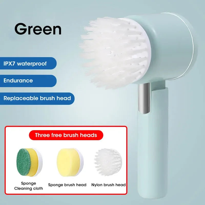 2025 Cordless Electric Spin Scrubber with 5 Brushes,IPX7 Waterproof Rechargeable Bathroom Cleaner for Tile/Shower/Grout Cleaning