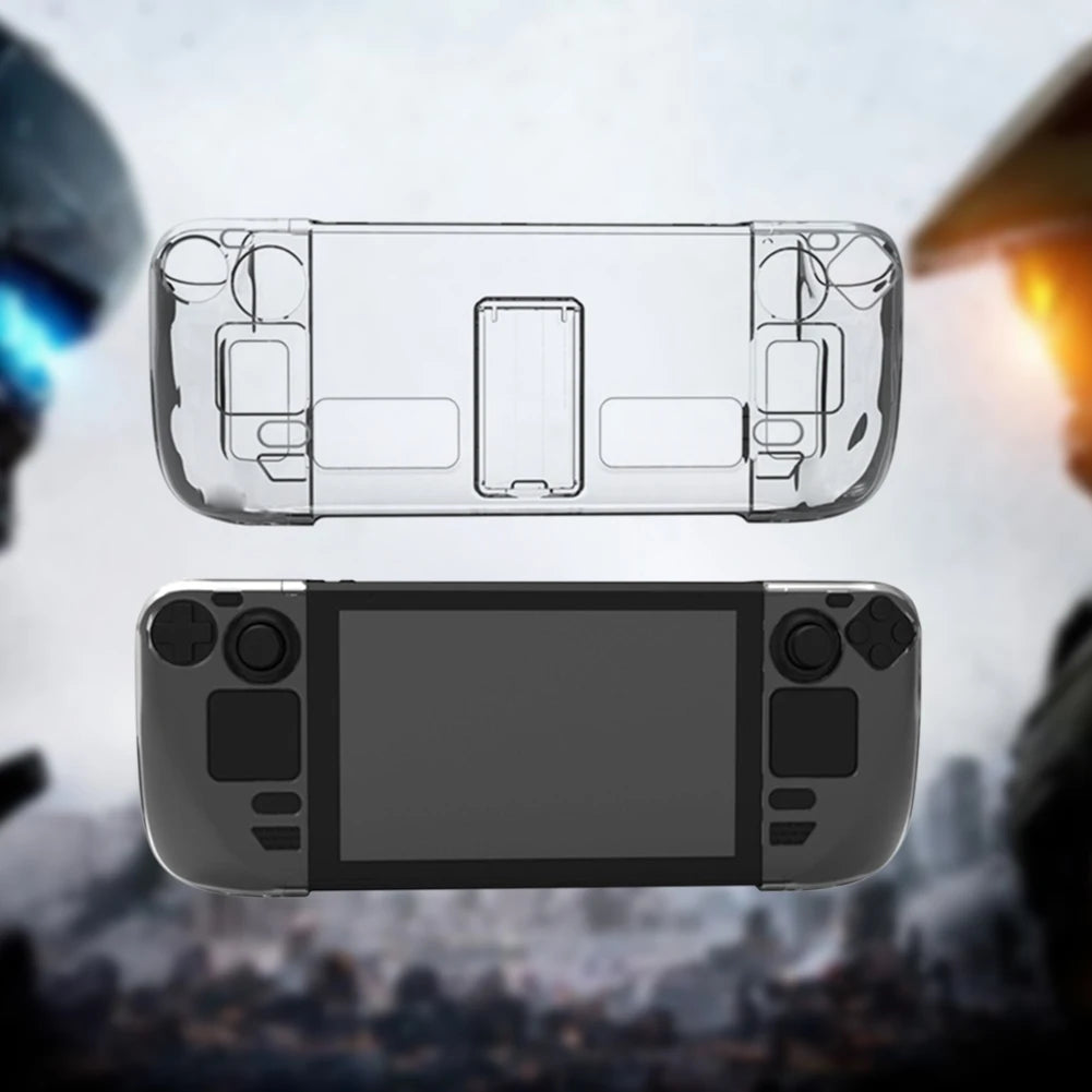 Clear PC Protective Case with Bracket Split Protector Cover Replacement Game Console Protective Cover Accessories for Steam Deck
