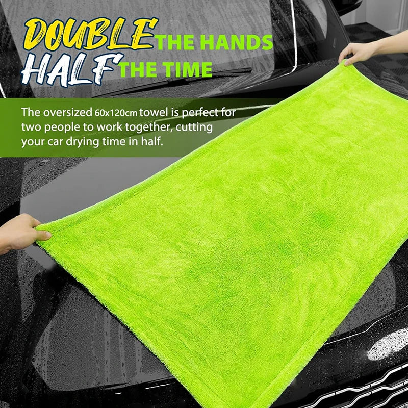 1000GSM Heavy Duty Car Drying Towel 60x120cm Oversized Double-Side Cleaning Cloth Super Absorbent Ultra-Soft Scratch-Free Towel