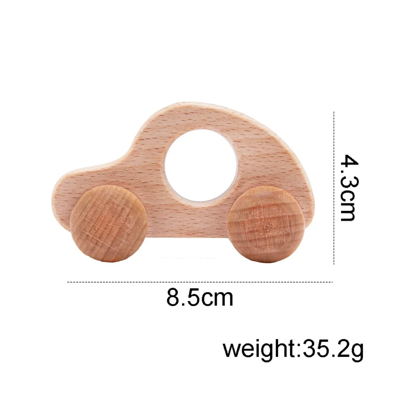 1pc Baby Wooden Car Toys Beech Stacking Blocks Cartoon Educational Montessori Toys For Children Teething Baby Birthday Gifts