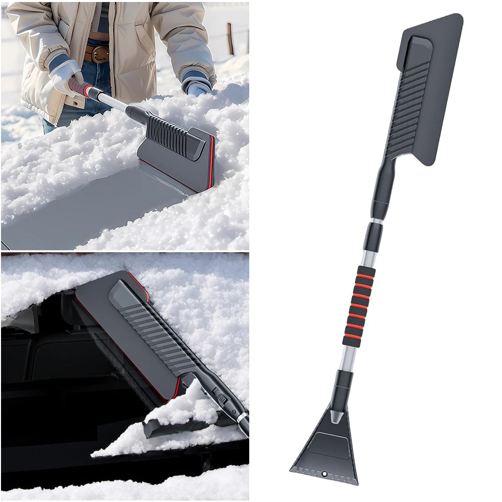 3 In 1 Extendable Ice Scraper with Foam Handle Detachable Snow Brush Multifunctional Retractable Snow Remover Auto Cleaner Tool