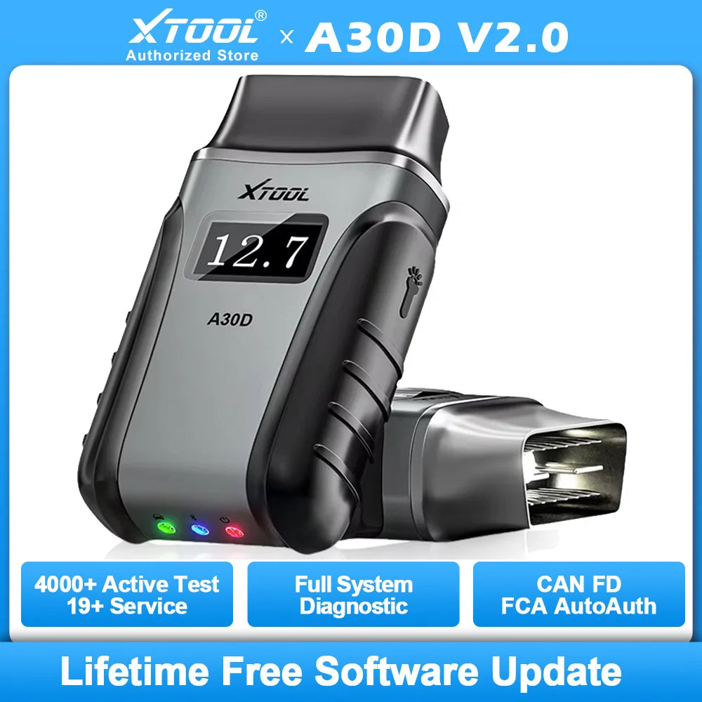 XTOOL Anyscan A30D BT OBD2 Scanner Bi-directional Full System Car Diagnostic Tools CAN FD FCA 19+ Resets Lifetime Free Update