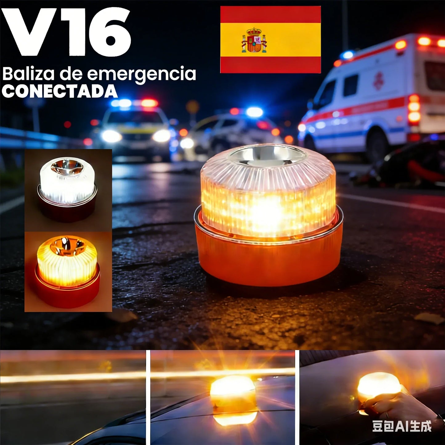 V-16 Emergency Beacons Led Car Light Warning Lamp Magnetic Induction Road Accident Light Portable Strobe Accessories Amagi