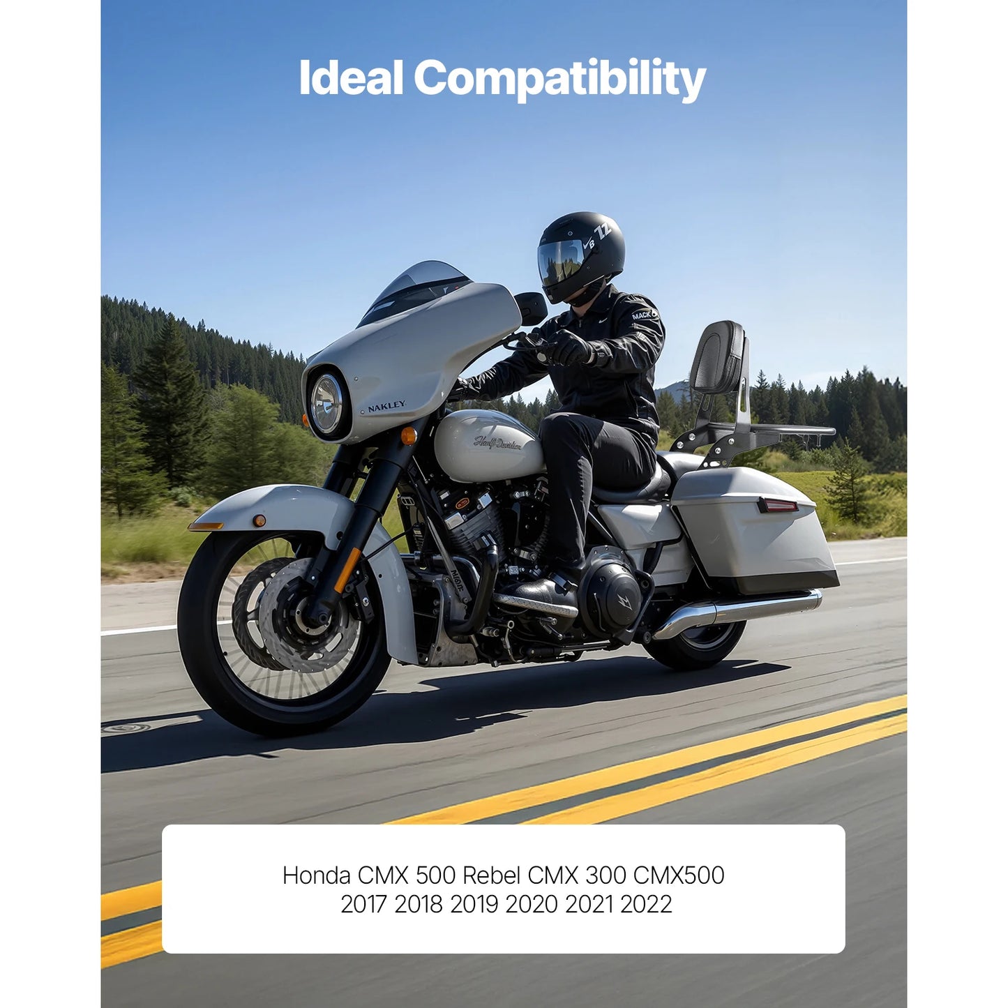 SucceBuy Motorcycle Backrest Sissy Bar with Luggage Rack Detachable Passenger Backrest Fit for HondaRebelCMX1100/Harley-Davidson