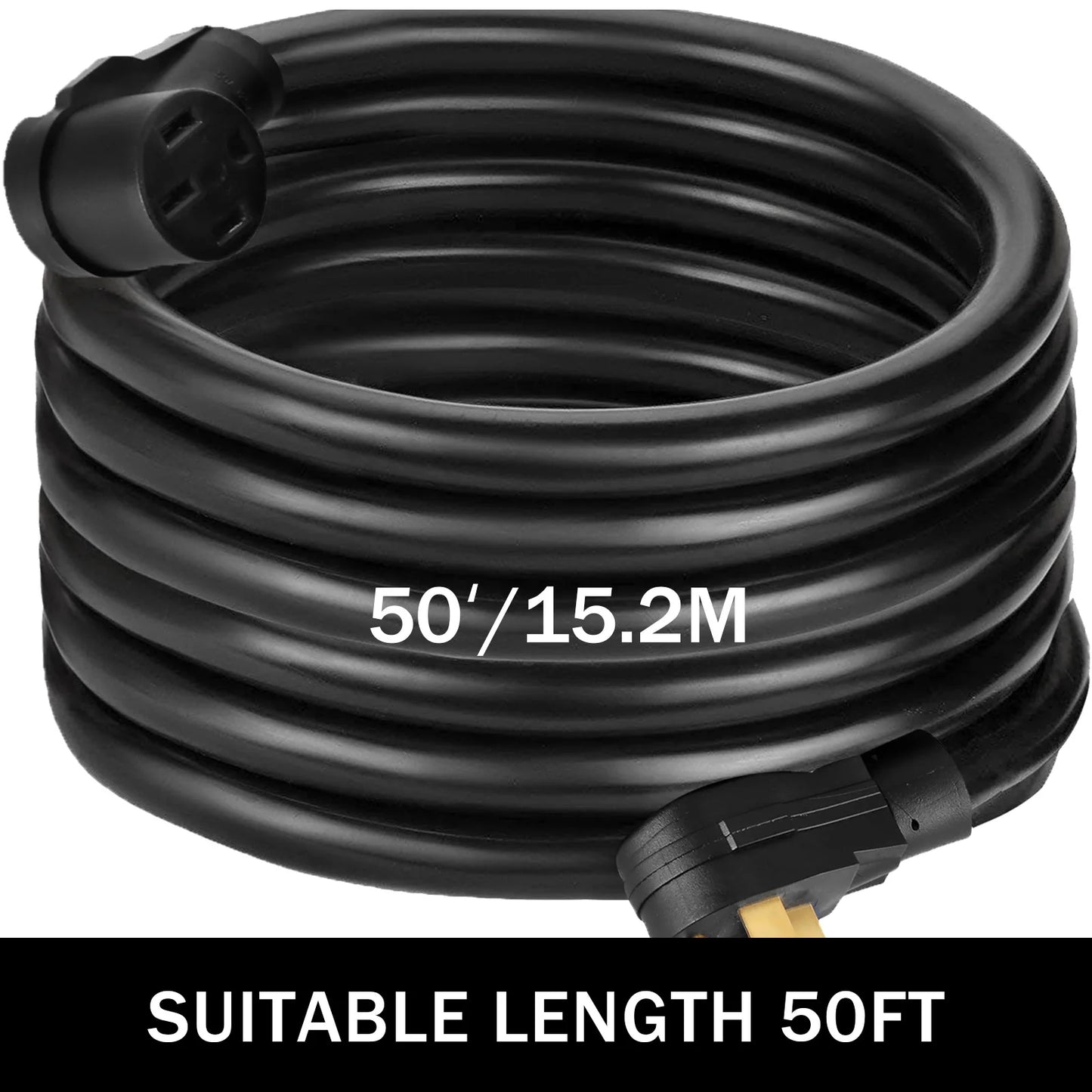 VEVOR RV Power Cord 50Ft 40 Amp RV Extension Cord AWG8 40 amp Extension Cord Truck Trailer Motorhome Camper Power Supply Cable