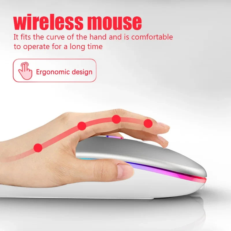 HOMEFISH PHONEPACE Dual Mode Wireless Mouse 2.4G Bluetooth Rechargeable Silent LED Backlit Optical Mice for PC Laptop