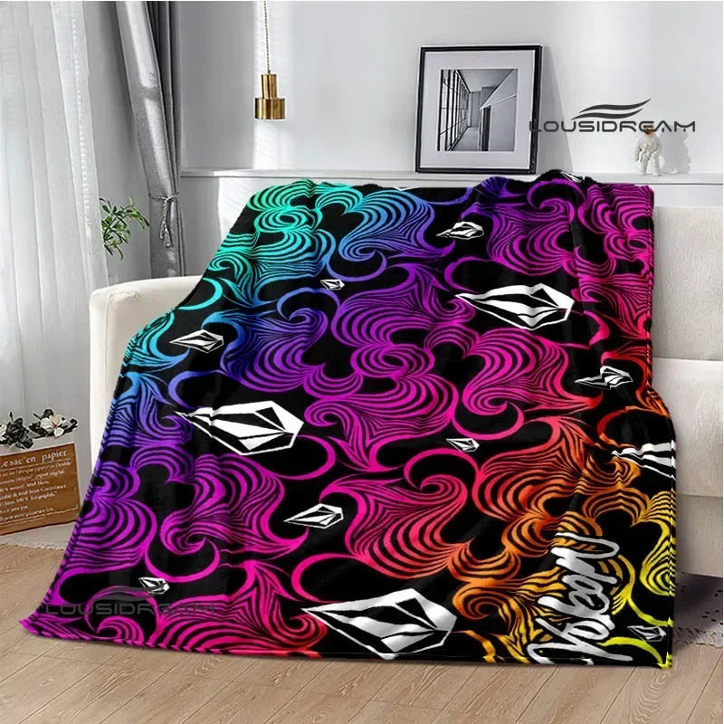 V-VOLCOM LOGO Printed blankets Flannel Warm blanket Soft Cozy Blanket Travel Blankets bed linings cubre cama Birthday Gift