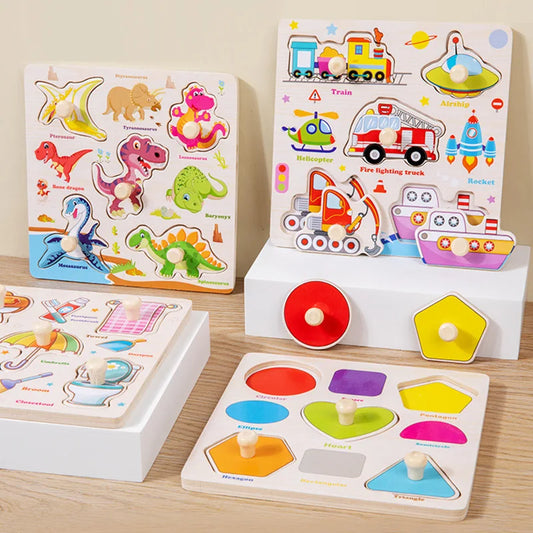 Montessori  Toys Wooden 3d Puzzle Cartoon Animal Intelligence Jigsaw Puzzle Early Learning Educational Toys for Children