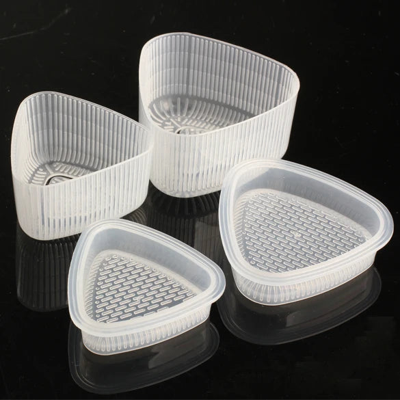 4pcs Triangle Sushi Making Kit Non Stick Onigiri Rice Ball Food Press Plastic Transparent Kitchen Accessories for Children Bento