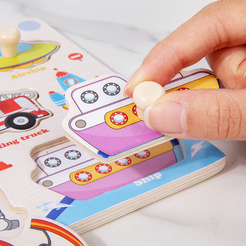 Montessori  Toys Wooden 3d Puzzle Cartoon Animal Intelligence Jigsaw Puzzle Early Learning Educational Toys for Children