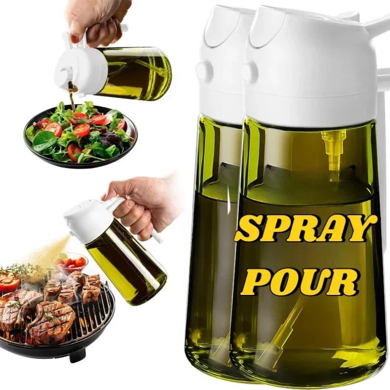Oil Spray Bottle Oil Cruet Dispenser  Kitchen Items and Accessories 500ml Oil Spray for Cooking Plastics Spray Pour Camping BBQ