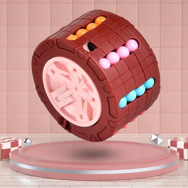 3D Cylinder Cube Toy Magical Bean Rotate Slide Puzzle Games Relieve Stress Children Educational Montessori Infant Toys Gift