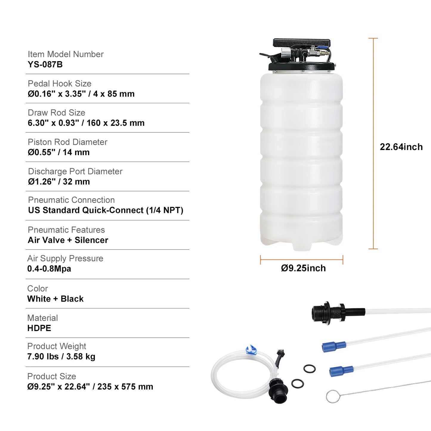 SucceBuy 6.5L/15L Pneumatic/Manual Fluid Extractor with Suction Hose Oil Change Pump for Automotive Fluids Vacuum Evacuation