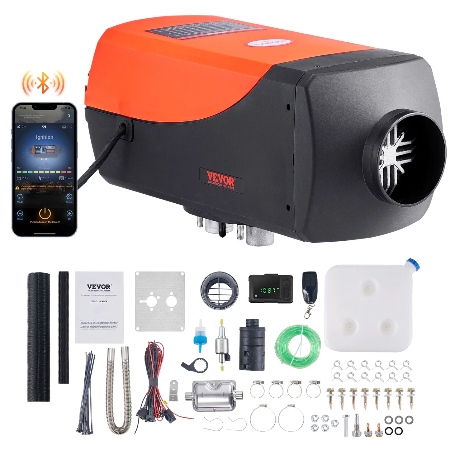 SucceBuy Car Heater 2/5/8KW Diesel Air Heater 12V With Remote Control Low Noise for Truck RV Trailer Air Diesel Parking Heater