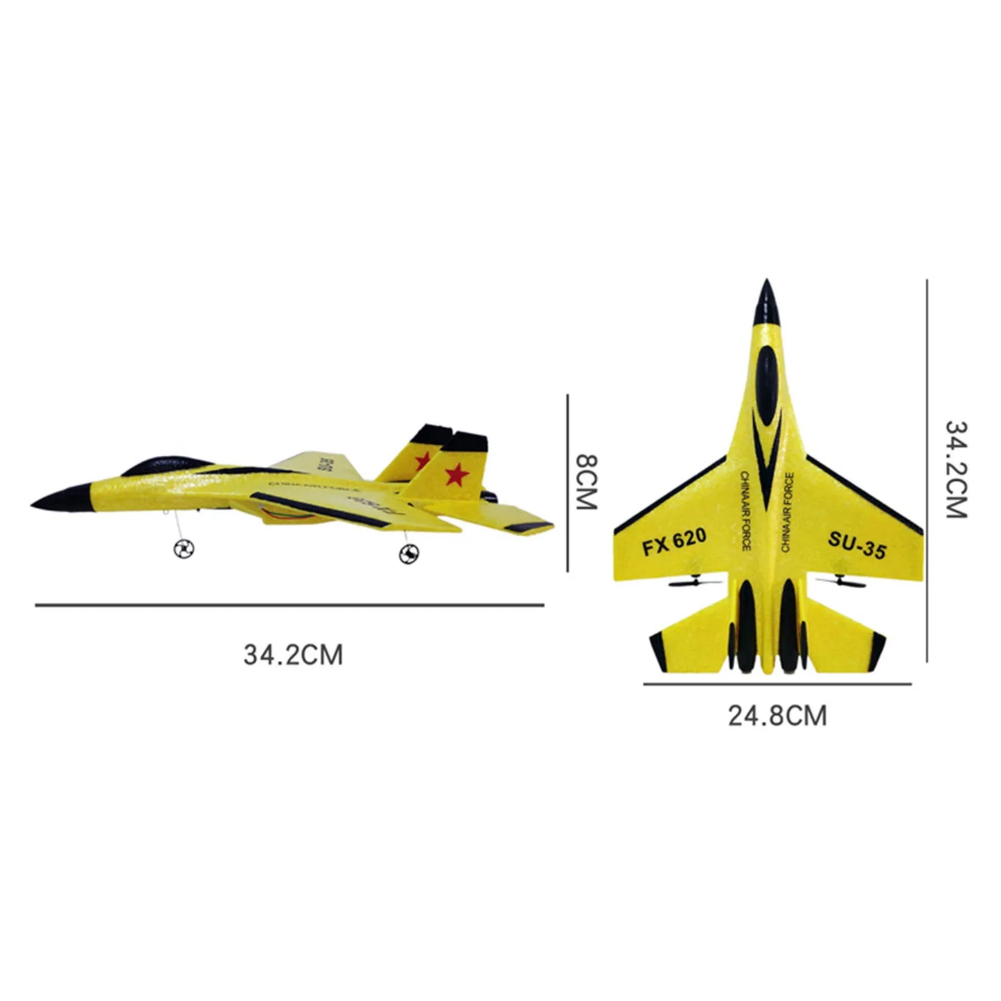 NEW RC Airplane 2.4GHz RC Plane Gliding SU-35 Aircraft Model EPP Flight Toys 3-axis Gyro Stability for Adults Kid Boy 2 Battery