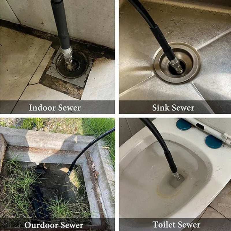 Sewer Cleaning Tool Sewer Jetter Nozzle Stainless Steel Pressure Washer Drain Jetter Hose Nozzle, with 1/4" Quick Connector