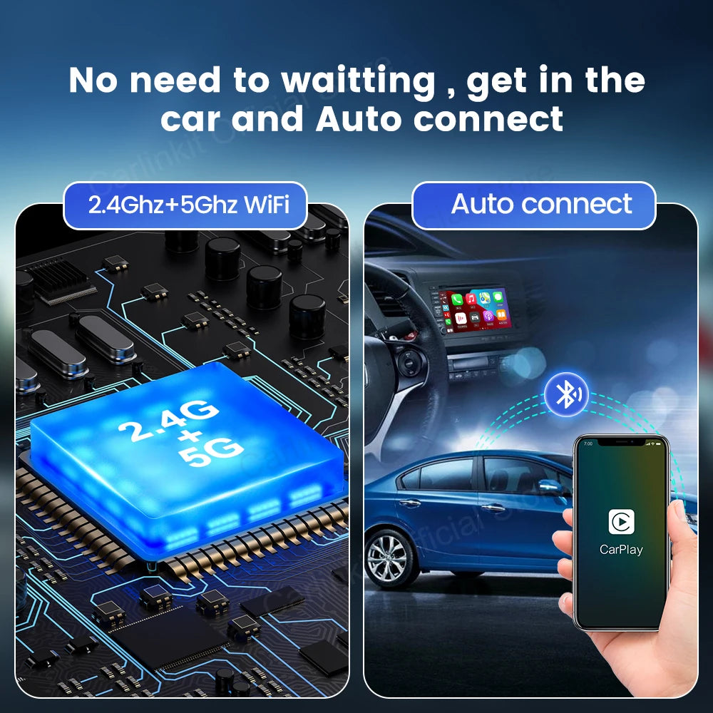 CarlinKit 5.0 2Air &4.0 CP2A Wireless Android Auto CarPlay CarPlay AI Box Online Upgrade WiFi Bluetooth Connect 2-In-1 Smart Box