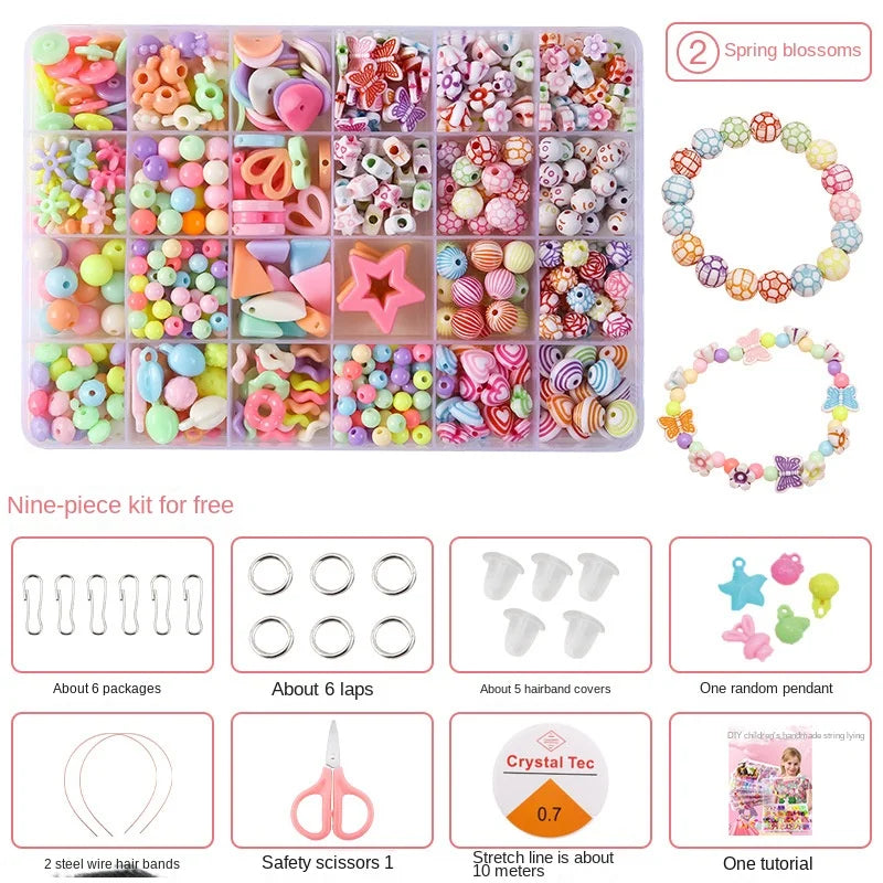 Children's Handmade Beaded Girls Wear Beads Educational Toys Diy Jewelry Bracelet Necklace Jewelry Around Beads Beads Set