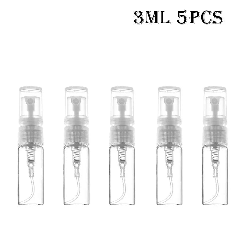 5/10Pcs 3ml 5ml 10ml Clear Mini Perfume Glass Bottle Empty Cosmetics Small Refillable Sample Perfume Atomizer Bottles