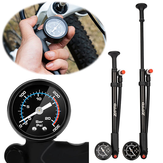 300PSI Bicycle Air Pump with Gauge Bike Air Shock Absorber High Pressure Portable Cycling Inflator for Fork & Rear Suspension