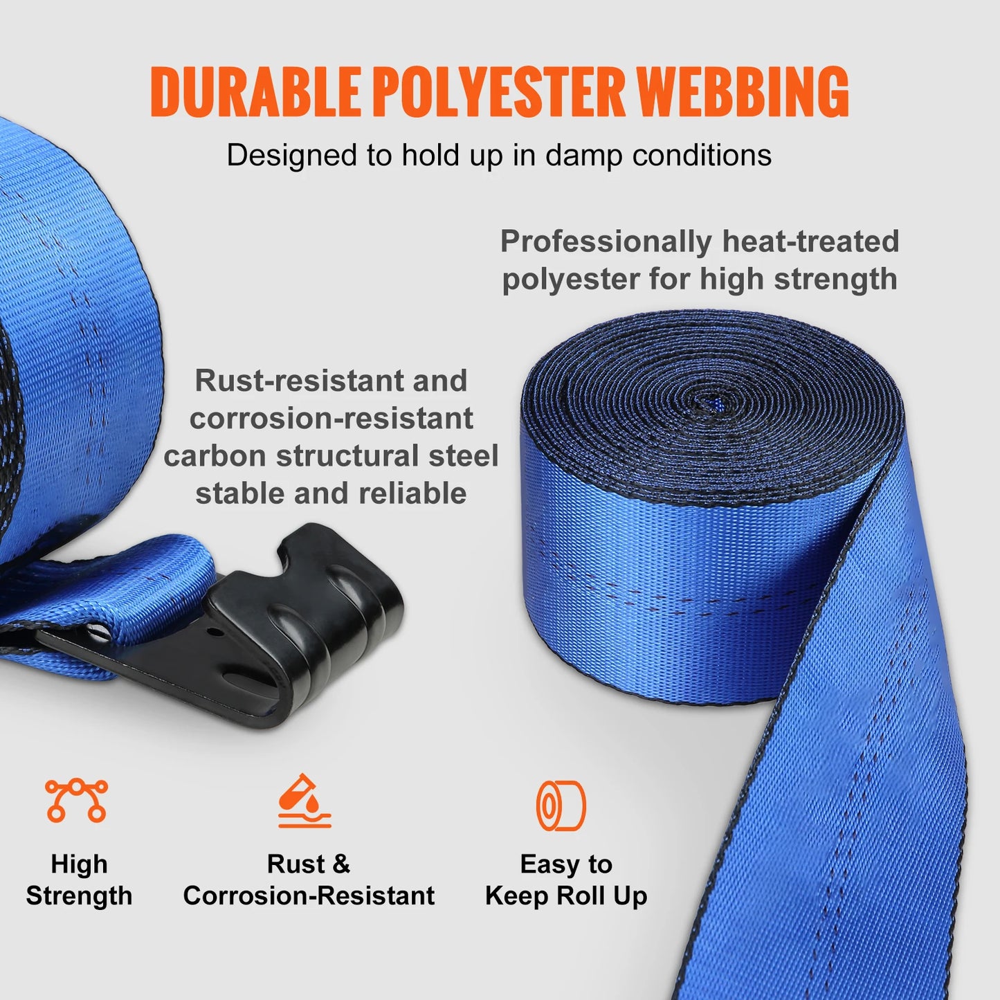 SucceBuy 30/40 ft Winch Truck Straps with Flat Hook Flatbed Tie Downs Cargo Control for Trailers Towing Farms Rescues Tree Saver