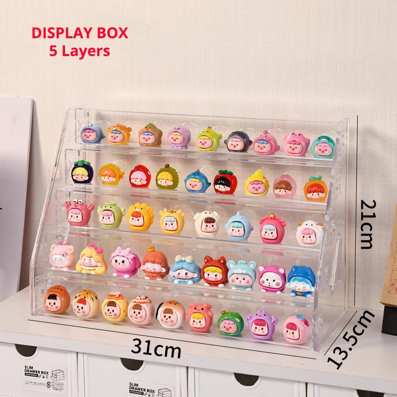 Transparent ABS Blind Box Display Rack Protect Cover for Mini Molly DIY Figure Doll Assemble Storage Box for Collector Cabinet